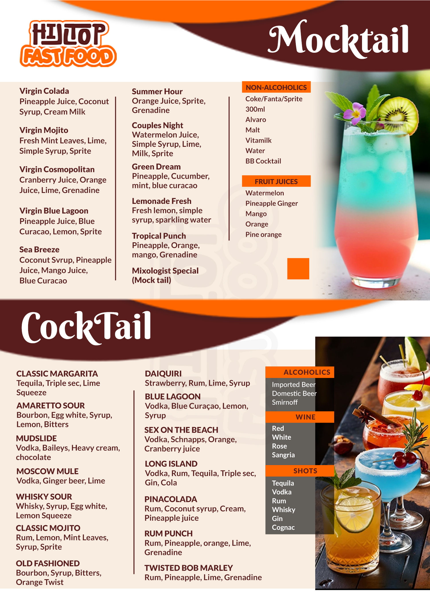 Hilltop FastFood Menu